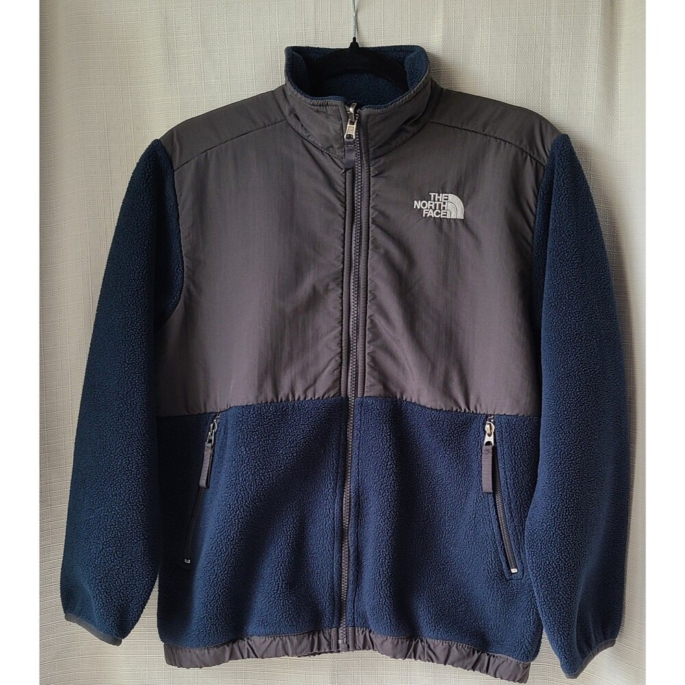 The North Face Denali Fleece Jacket Boys Large Blue Gray Polartec Full Zip